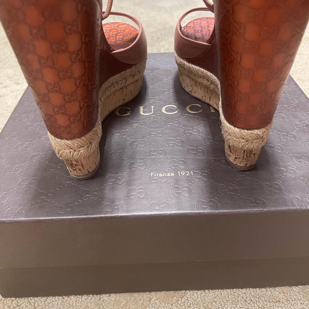Gucci platform Desert Rose Espadrille wedge Sandals - Picture 8 of 8